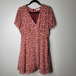Madewell Red and White Floral Mini Dress